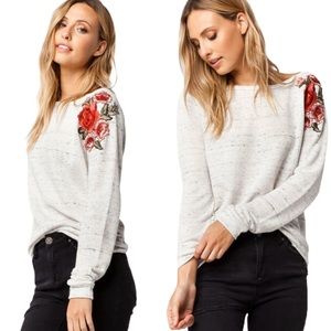 SOCIALITE Rose Patch Womens Nubby Sweatshirt